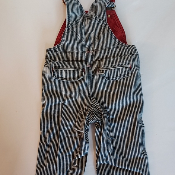 GYMBOREE RAILROAD STRIPE OVERALLS SZ 12 - 18 MONTHS - Picture 2 of 2